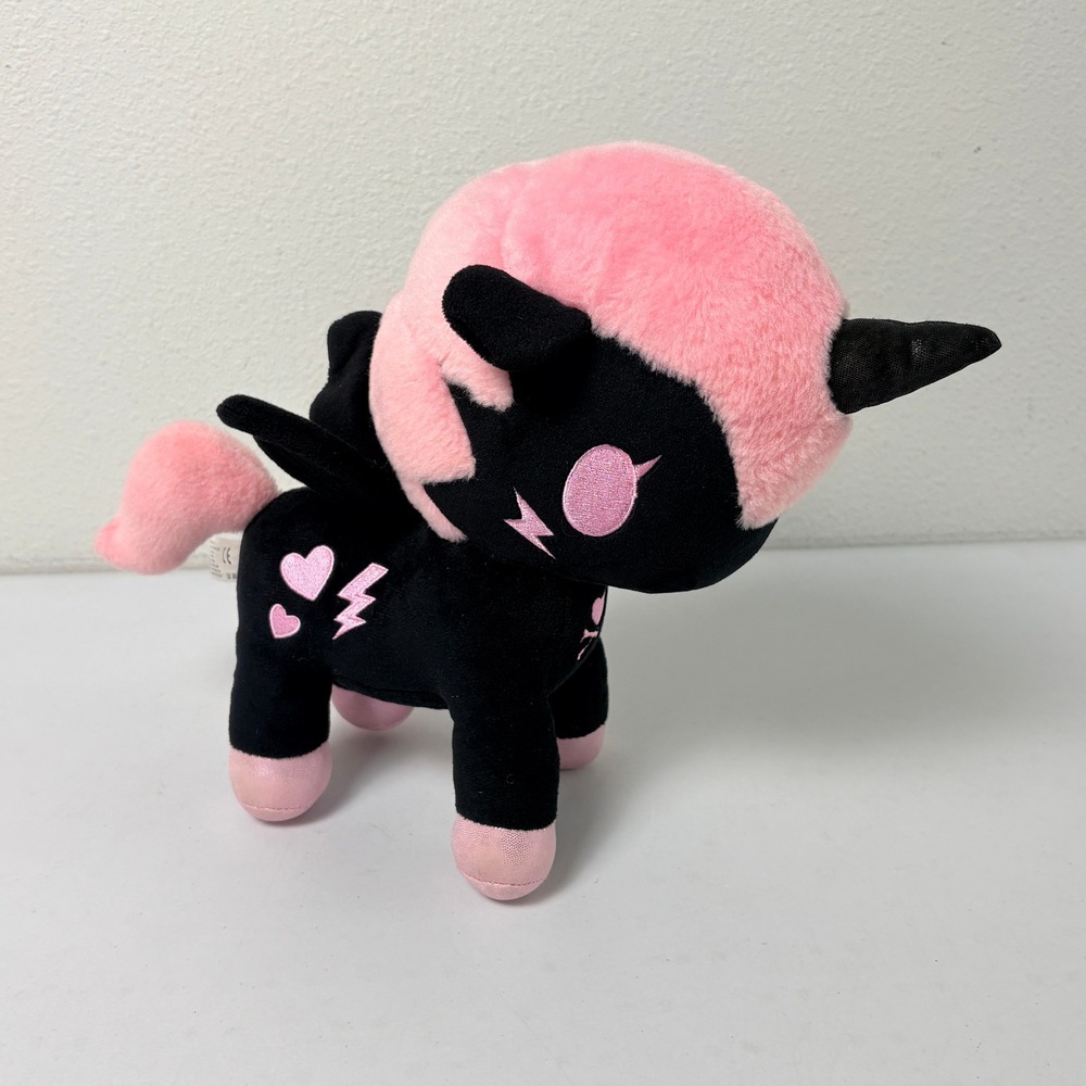 Tokidoki Unicorno DJ Sparkle Plush Stuffed Animal Toy Black Pink Unicorn